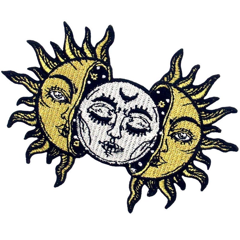 Rocking Planet Sun and Moon Patch Embroidered Biker Applique Iron On Sew On Emblem - Image 3